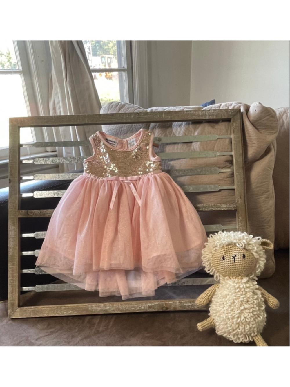 Girls Blueberi Boulevard Formal Dress 12 Months Pink Gold Sequin party princess